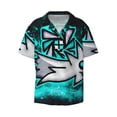 thumbnail image 2 of Lsque Geometry Dash print Men's Cuban Collar Short Sleeve Shirt Summer Beachwear Casual Button Down Fashionable Vacation Leisure Shirt-3X-Large, 2 of 7