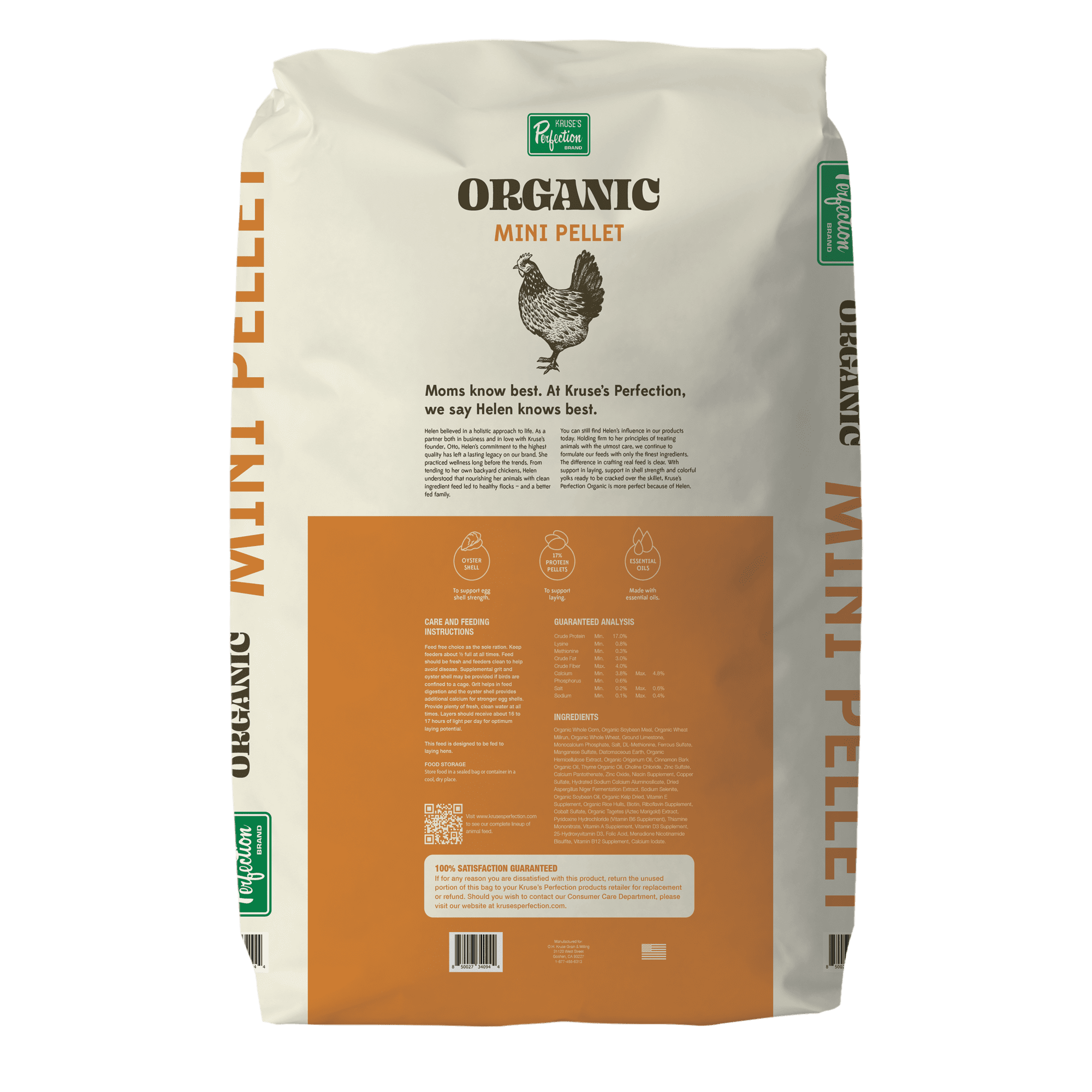 (4 pack) Kruse's Perfection Brand Organic Mini Pellet Layer Feed for Chickens with Essential Oils