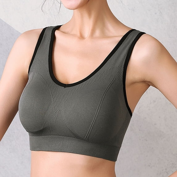 Wdgfv Rimless Yoga Running Sports Bra for Women with Removable Pads Supportive Straps Comfort Activewear Grey S