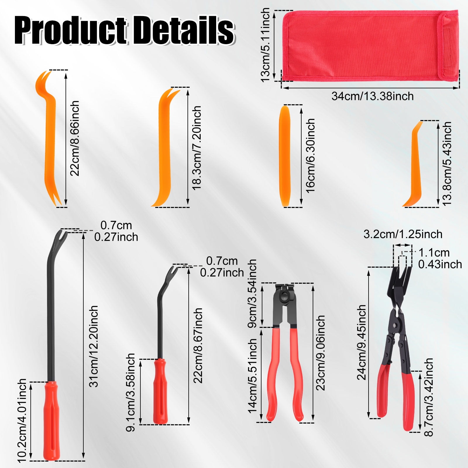 8Pcs Auto Trim Removal Tool Kit Car Clip Pry Tool with Storage Bag Trim Rivet Puller Pliers Kit for Automotive Door Panel Upholstery