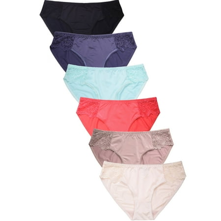 

247 Frenzy Women s Essentials PACK OF 6 Lace Accent Bikini Panty Underwear LP7587PK