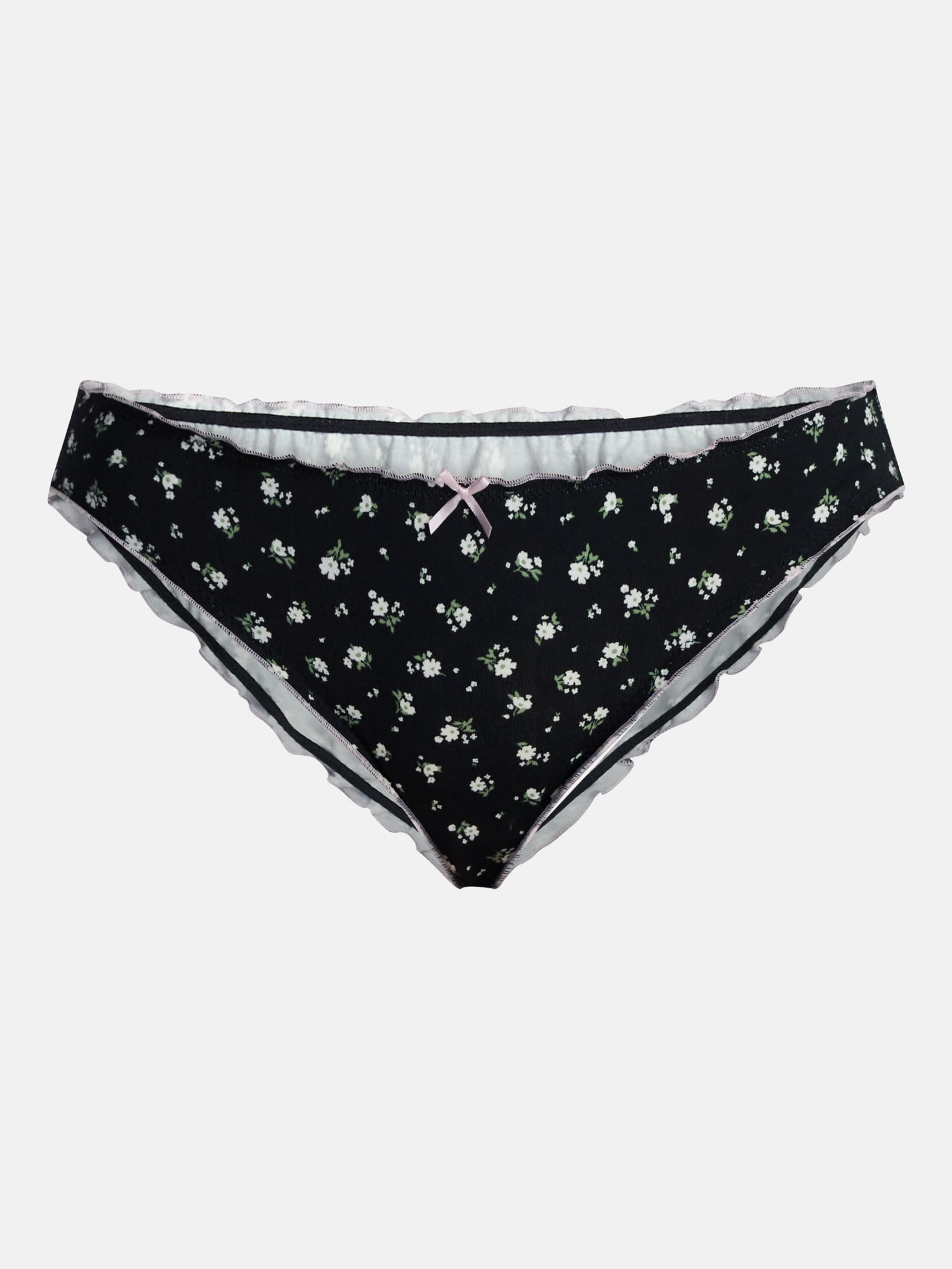 No Boundaries Cotton Stretch Cheeky Panties with Lettuce Edge, 3 Pack, Women's XS-XXXL