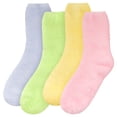 thumbnail image 2 of BambooMN Women's Fuzzy Soft Pastel Colorful Fluffy Socks - Assortment A - Extra Large - 4 Pairs, 2 of 8