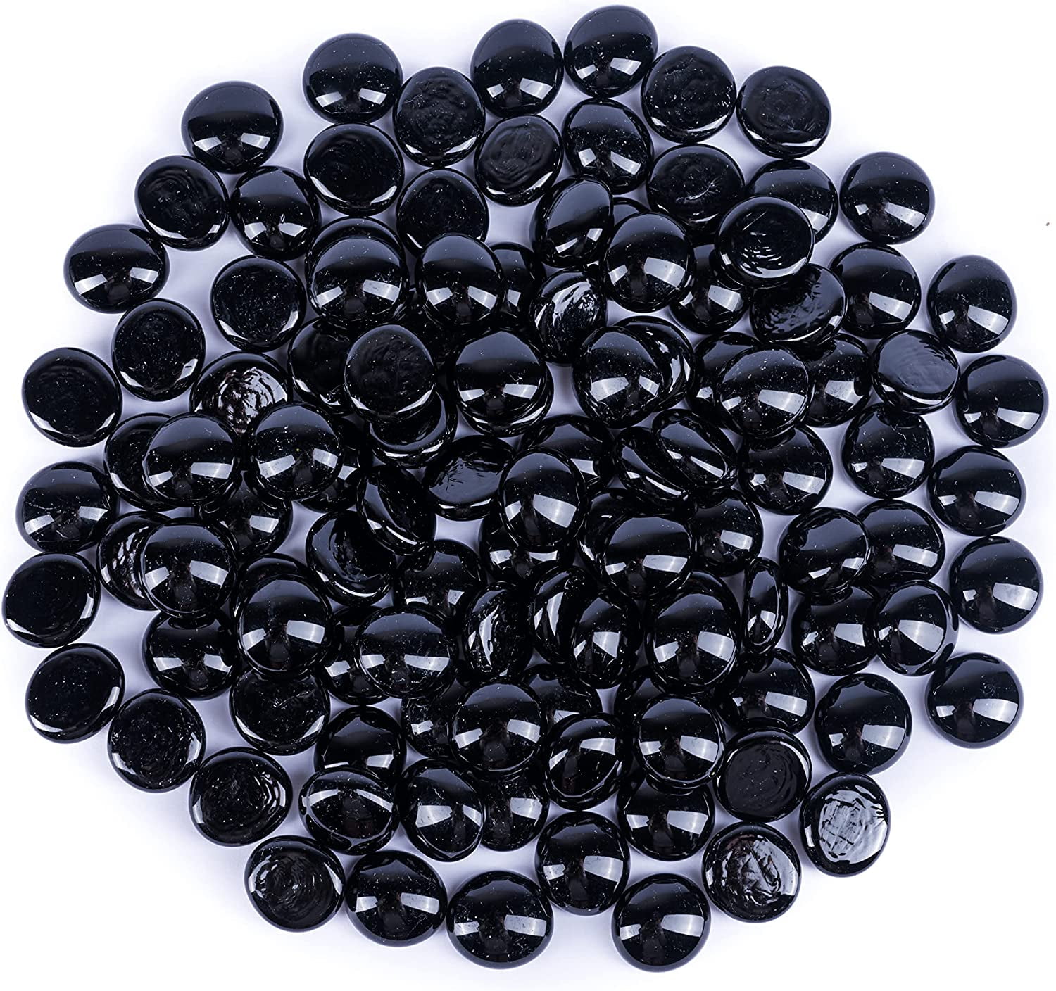 Galashield Black Flat Glass Marbles for Vases Black Stone Glass Gems