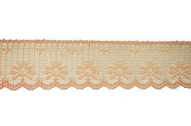 Lily 1-3/4" Ivory Peach Burgundy Flat Raschel Floral Lace Trim Wholesale Lot