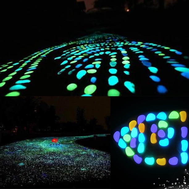 Fiudx Piedras Luminosas, 200 Unidades En La Oscuridad, Decorativas para Pasarelas y Acuarios, Se Cargan con La Luz Solar para Un Brillo Duradero, para Jardín Al Aire Libre, Pecera, Tamaño de 2,5 Cm
