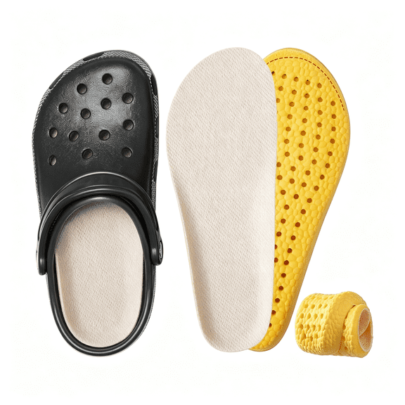 TELOLY Comfort Insoles for Clogs-Soft and Breathable Shoe Insoles Designed for Clogs-Trim to Fit Insert with U Heel Cup for All Day Comfort (Off White,Us M 7-7.5 / W 8.5-9)