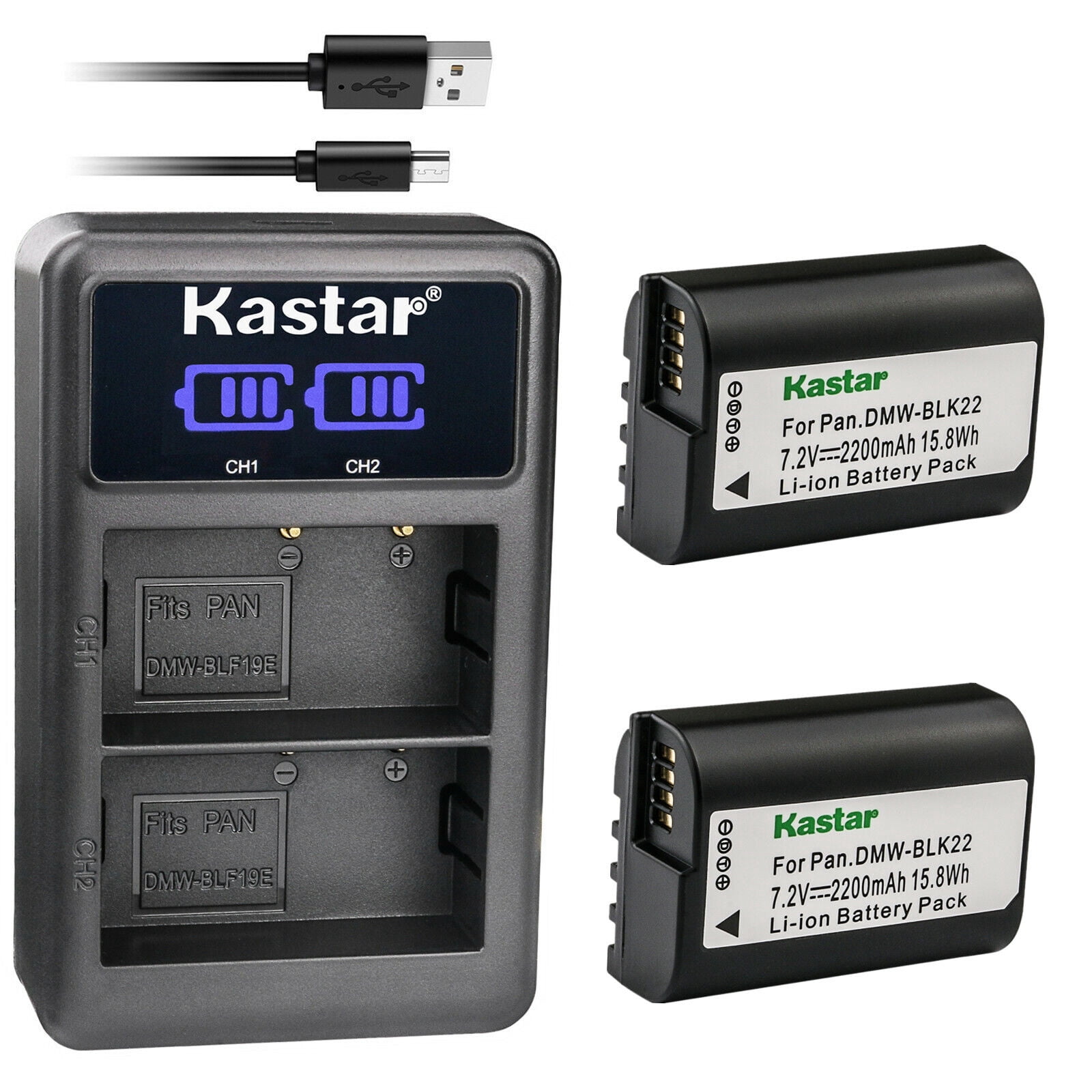 Kastar 3-Pack Battery and LTD2 USB Charger Replacement for Toshiba PDR-BT1 PDR-BT2, Toshiba