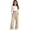 Beige, variant on WUSUOWEI Baby Girl High Waist Wide Leg Trousers, Lightweight Smooth Fabric Baggy Loose Fit Jogging Bottoms with Pockets, Breathable Summer Outdoor Sports Casual Pants for Kids 5-6 Years