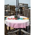 thumbnail image 3 of Outdoor Tablecloth with Umbrella Hole Zipper Summer Holiday Round Tablecloth 54" Waterproof Outside Table Cloth Gradient Pink Tropical Ocean Palm Tree Fruits Patio Table Cover Tablecloths for Picnic, 3 of 8