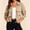 *Khaki, variant on Women's Collared Button Down Long Sleeve Cargo Cropped Jacket,Casual Sport Coat with Pockets Pink,Women's Plus XXXL