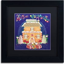 Trademark Fine Art "Xmas Gingerbread House" Canvas Art by Lisa Powell Braun, Black Matte, Black Frame