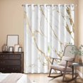 thumbnail image 3 of White Gold Abstract Kitchen Curtains 84 Inch Length, Modern Marble Geometric Grommet Top Bedroom Living Room Curtains, Light Filtering Cafe Curtain Drapes 2 Panels Set 84''x84'', 3 of 9