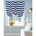 thumbnail image 2 of Navy Blue Moire Ombre Tie Up Curtains for Window, Thermal Insulted Balloon Shade Adjustable Rod Pocket Curtains Valance Panels for Kitchen Bathroom Cafe 46 x 63 Water Ripple Stripe Farmhouse, 2 of 6