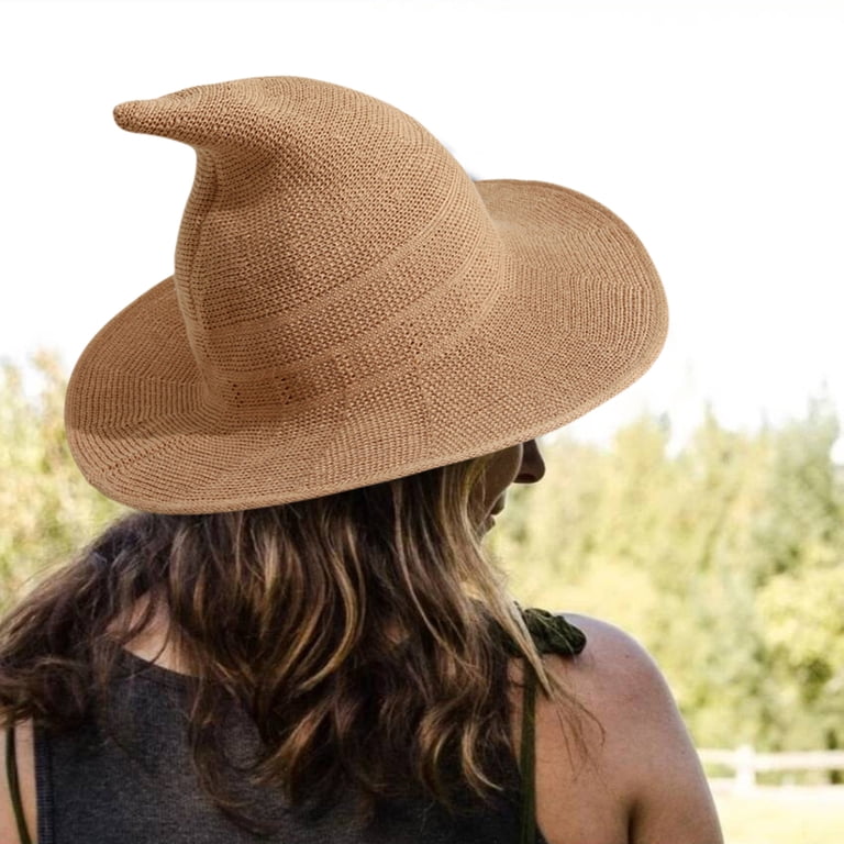 Brown Baseball Cap Women Warm Hat Foldable Summer Large Brim Witch