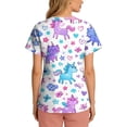 thumbnail image 5 of Kixjoy Scrub Shirts for Women Oversized Short Sleeve V Neck Scrubs Animal Printed Stretch Medical Shirt Casual Lightweight Blouses for Women with Pockets, Light Purple XL, 5 of 6