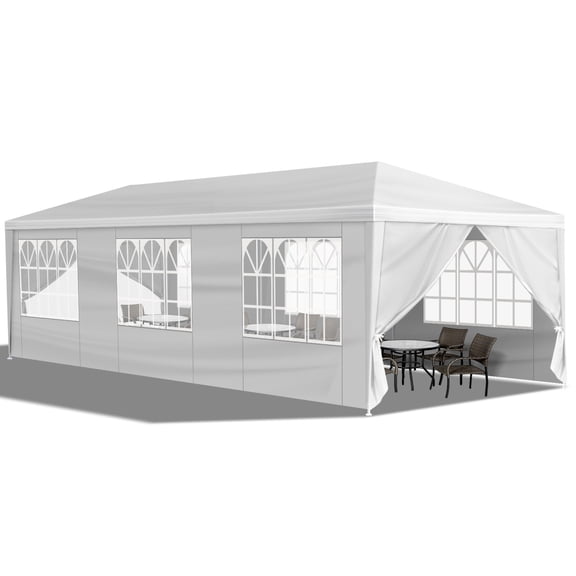 10'x30' Party Canopy Tent Outdoor Waterproof Tent 8 Removable Walls 8 White