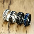 thumbnail image 2 of 8mm Silver/Black/Blue Spinner Chain Band Mens 316LStainless Steel Ring 4 Styles, 2 of 9