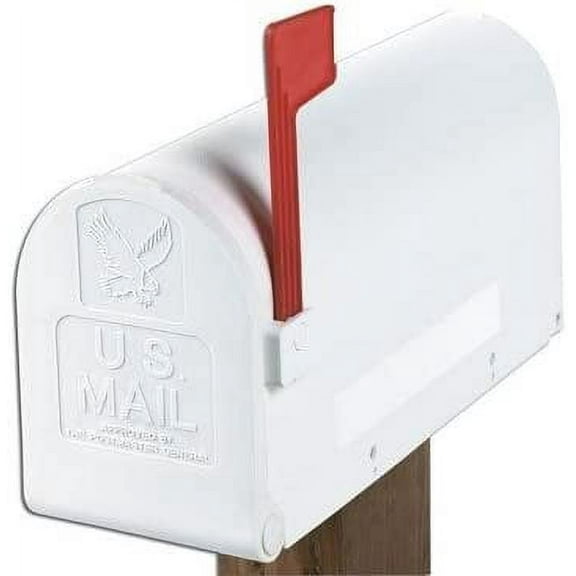 Solar Group Deluxe Polybox Post Mounted Mailbox - White, Medium, Key Lock, 1 Compartment
