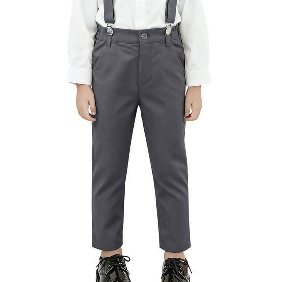 Krdevn Boys Dress Pants for School Formal Occasions Comfortable Flat Front Trousers with Adjustable Waistband Durable Twill Fabric Classic Fit,Fall Clothes,Size:9-10 Years