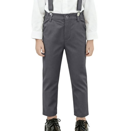 GBSYEWXS Teen Boys Pants Comfortable Slim Straight Solid Color Overall Pants Dark Gray Size 9-10 T