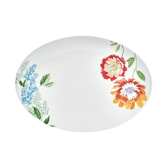 Fitz and Floyd Meadow White Earthenware 14" X 10" Large Shallow Serving Platter