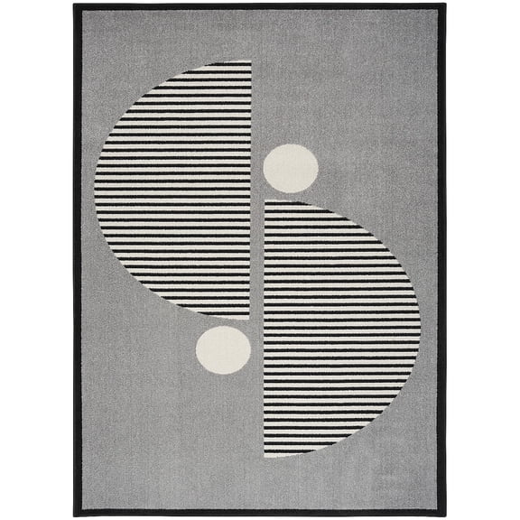 Nourison Modern Passion 5'3" x 7'3" Grey/Black Mid-Century Modern Indoor Rug