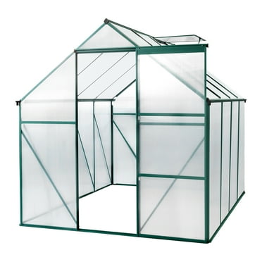 6x8 FT Greenhouse for Outdoors, Polycarbonate Greenhouse with Quick Setup Structure and Roof Vent Walk-in Portable Flower Garden Plant Kit Outside