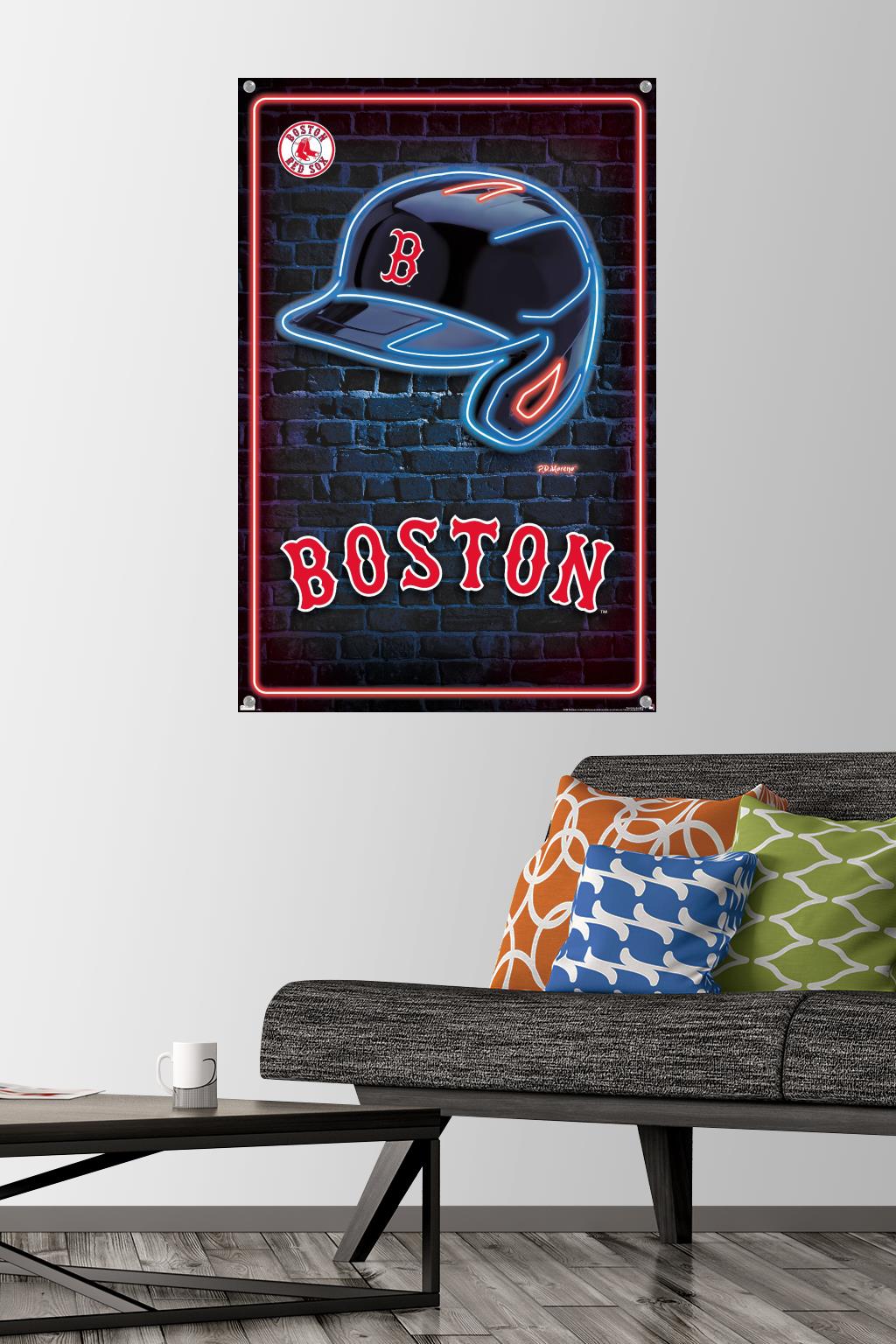 MLB Boston Red Sox - Neon Helmet 23 Wall Poster with Pushpins, 22.375" x 34"