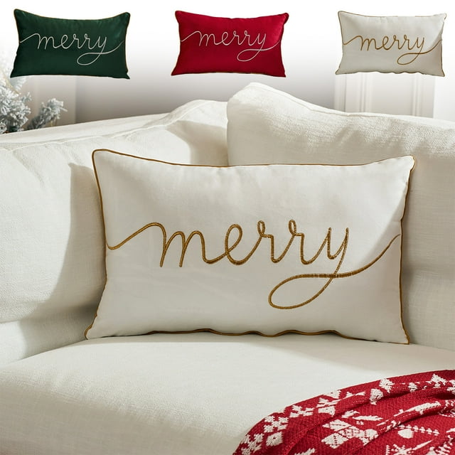 Xihbxyly Funda de Almohada Navideña, Diseño Festivo En Rojo, Verde y Blanco, Poliéster Suave, Cremallera Invisible para Un Fácil Mantenimiento, Decoración Acogedora para El Hogar, Ideal para Decorar