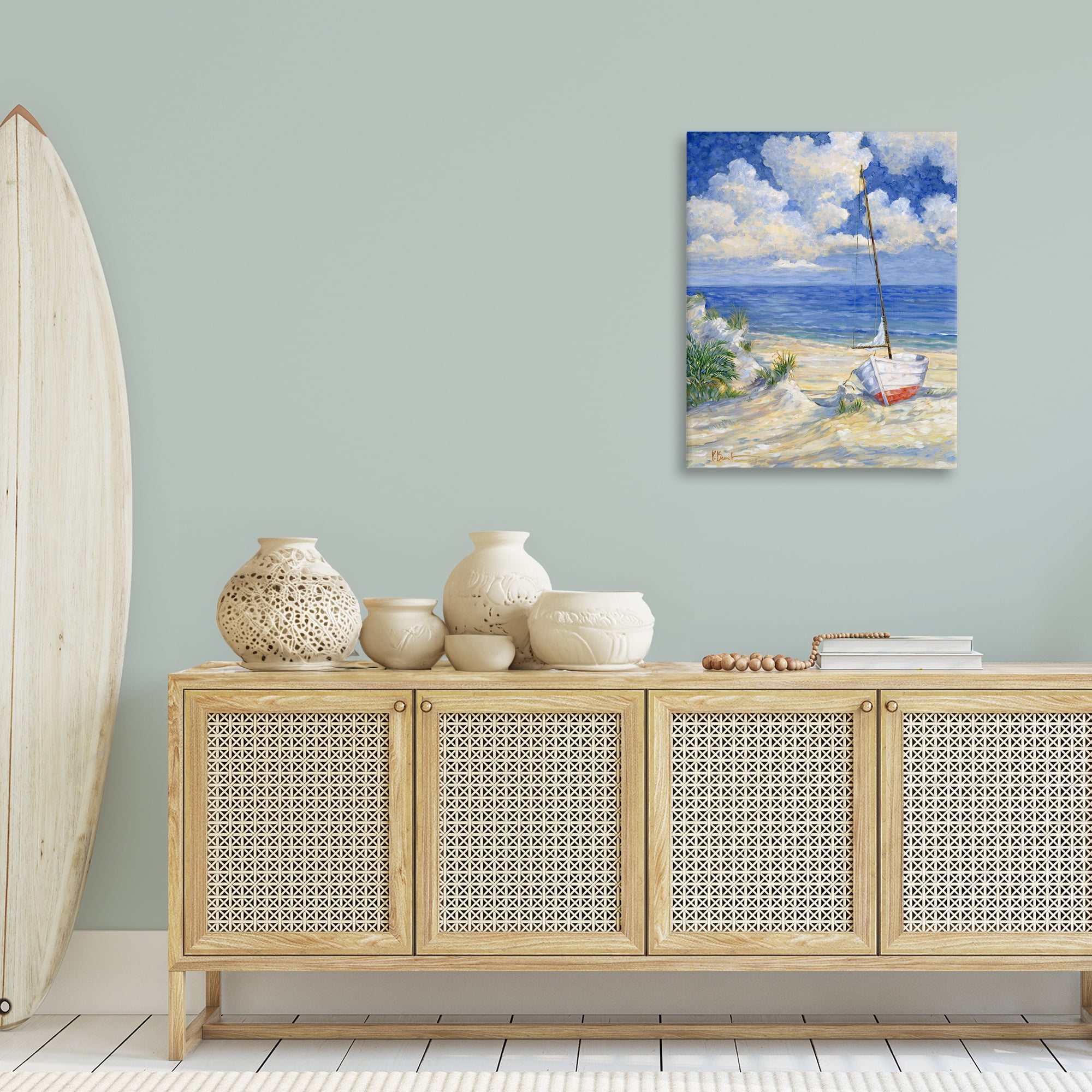 Stupell Industries Costa Del Sol View Transportation Painting Gallery Wrapped Canvas Art Print Wall Art, 24 x 30