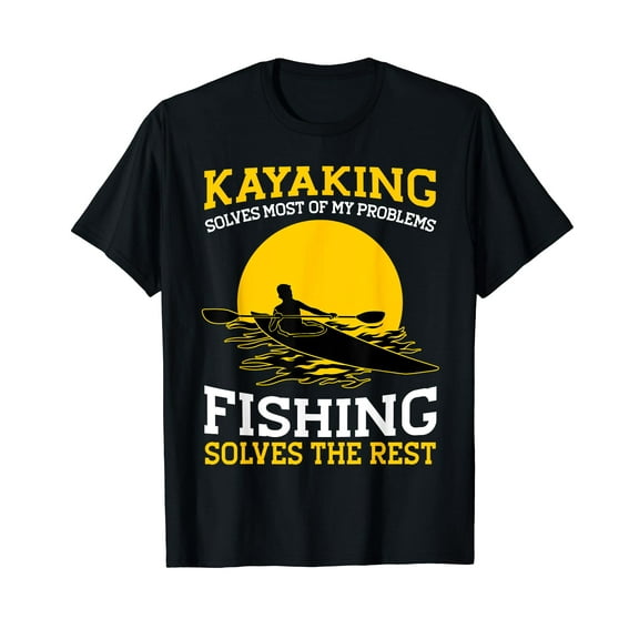 Mens Kayaking T Shirt Canoeing Kayak Angler Fishing Black T-Shirt