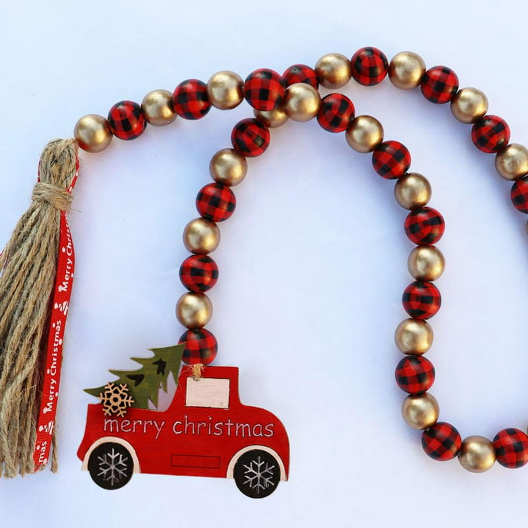 Christmas Wood Beads For Crafts Buffalo Plaid Colorful - Temu