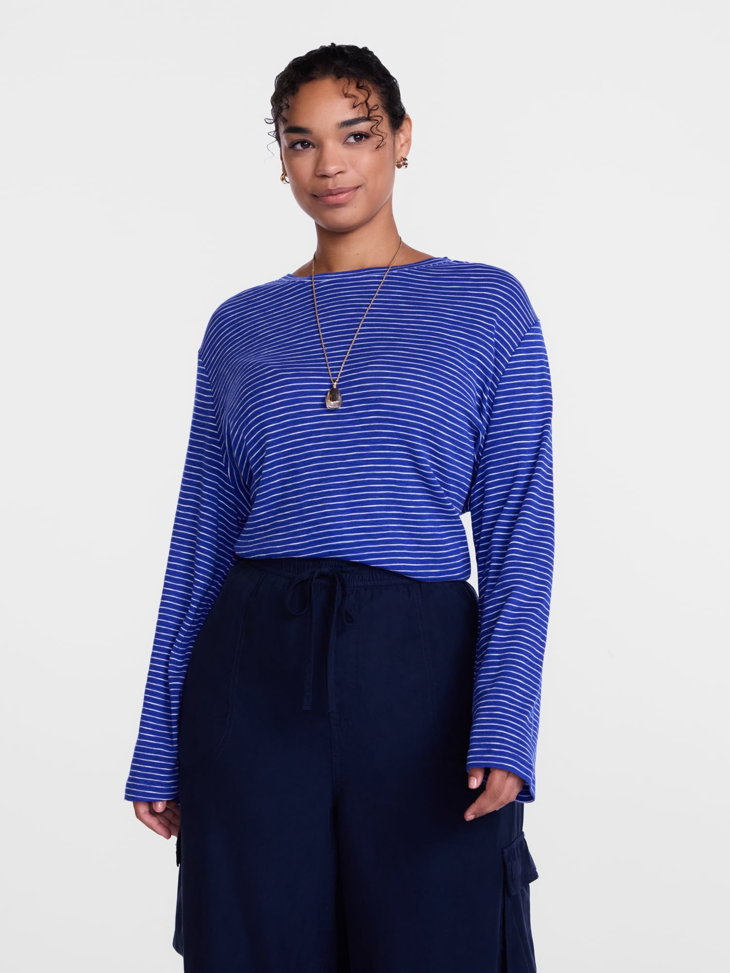 Scenario Women's Oversized Tee with Long Sleeves, Sizes XS-XXXL