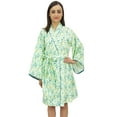 thumbnail image 1 of Bimba Leaf Printed Bridesmaid Kimono Robe With Belt Cover Up Nightwear Wrap - 12, 1 of 3