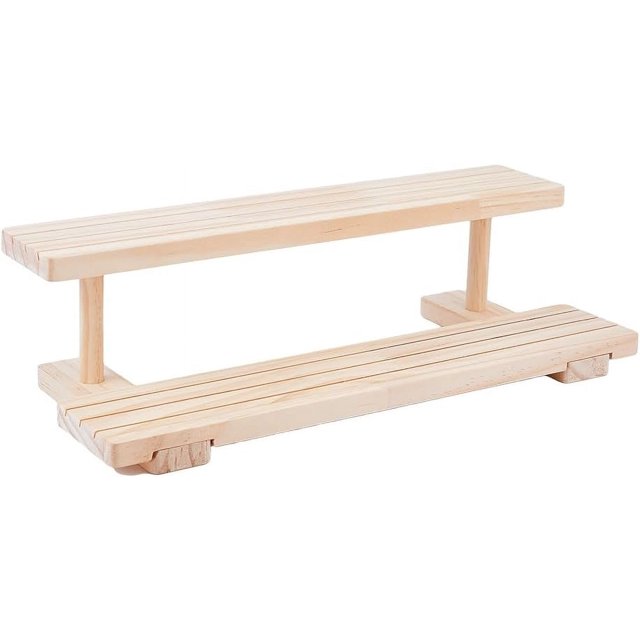 DICOSMETIC 2 Tier Wooden Display Risers Stand Wood Cupcake Stands Table Display Shelves Perfume Organizer White Jewelry Display Holder Spice Rack Organizer for Cosmetic Figures Dolls Collectibles