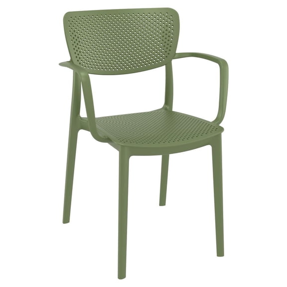 Compamia Loft Indoor Outdoor Dining Arm Chair in Olive Green
