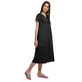 thumbnail image 3 of Moomaya WoMen's Solid Short Sleeve Nightdress V-Neck Cotton Sleepwear Gown, 3 of 6