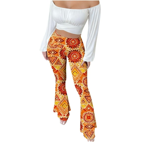 cocolona High Waist Flare Leggings for Women Summer Elastic Waist Wide Leg Skinny Yoga Pants Casual Modern Printed Trousers
