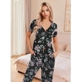 thumbnail image 5 of Ekouaer Women's Pajama Sets Short Sleeve Sleepwear Button Up 2 Piece Pj Loungewear Top and Capri Pants, 5 of 6