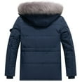 thumbnail image 2 of KVE Men's Hooded Warm Coat Thickened Padded Heavyweight Winter Parka Jacket with Detachable Fur Hood Navy XL, 2 of 8