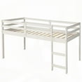 thumbnail image 4 of White Low Study Twin Loft Bed with Cabinet & Rolling Desk - Solid Pine, 4 of 13