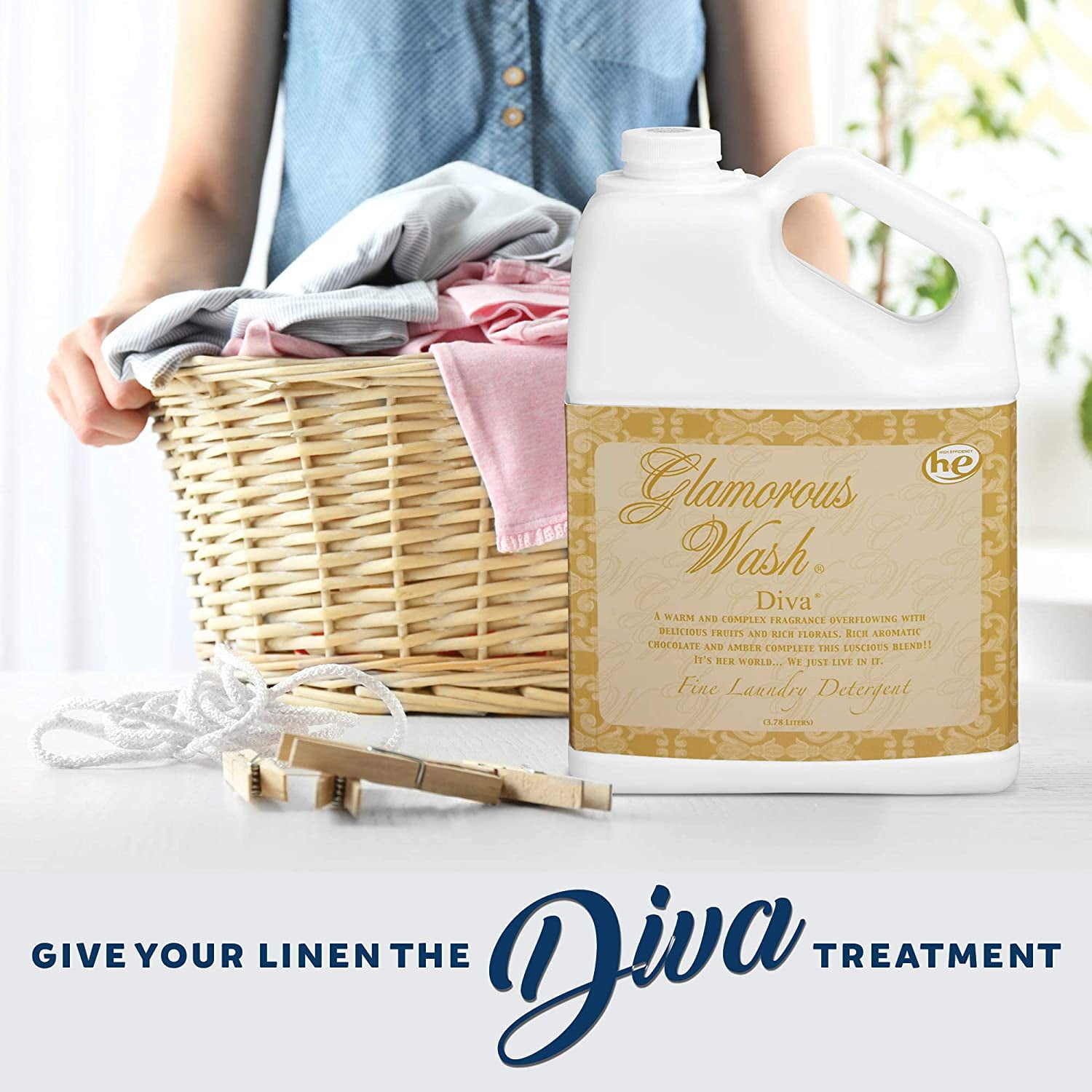 Tyler – Diva Scent – Glamorous Wash – Liquid Laundry Detergent – 128 fl oz, 48 Loads – with Stain Remover Pen & Scent Sachet