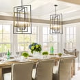 thumbnail image 6 of LovingAHome 7-Light Lantern Tiered Pendant Light Rustic Industrial Kitchen Island Lighting Fixtures,Black&Gold, 6 of 8