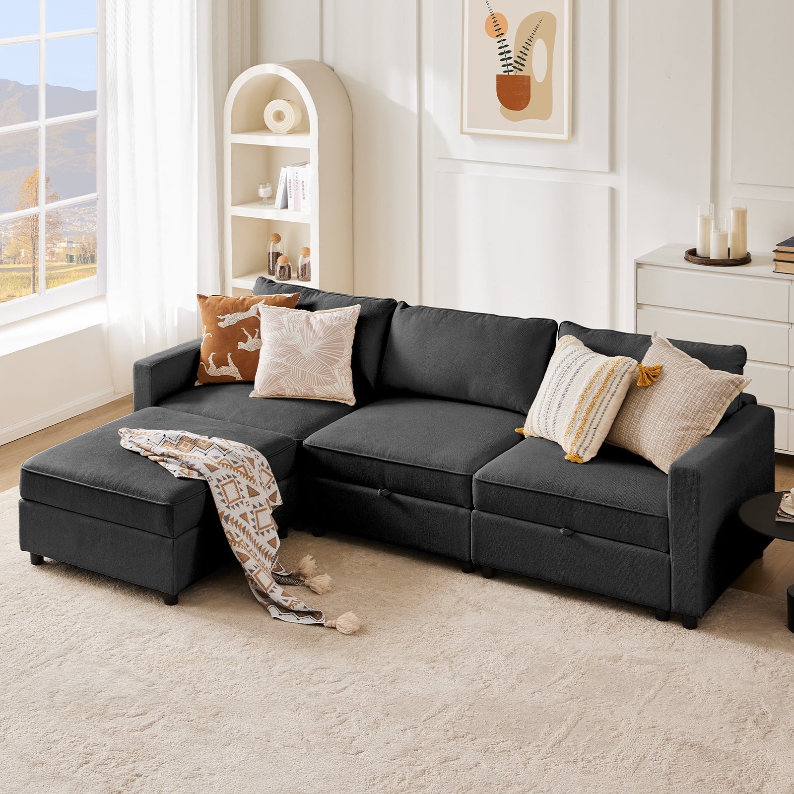GIANNA Modular Sectional Sofa, 4 Seat L Shaped Comfy Cloud Couches Set for Living Room