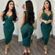 thumbnail image 4 of Vestidos sexis ajustados midi con escote en V pronunciado, espalda descubierta, lazo y volantes para mujer, vestidos elegantes para fiestas nocturnas, vestidos de fiesta de celebridades para discoteca, 4 of 4