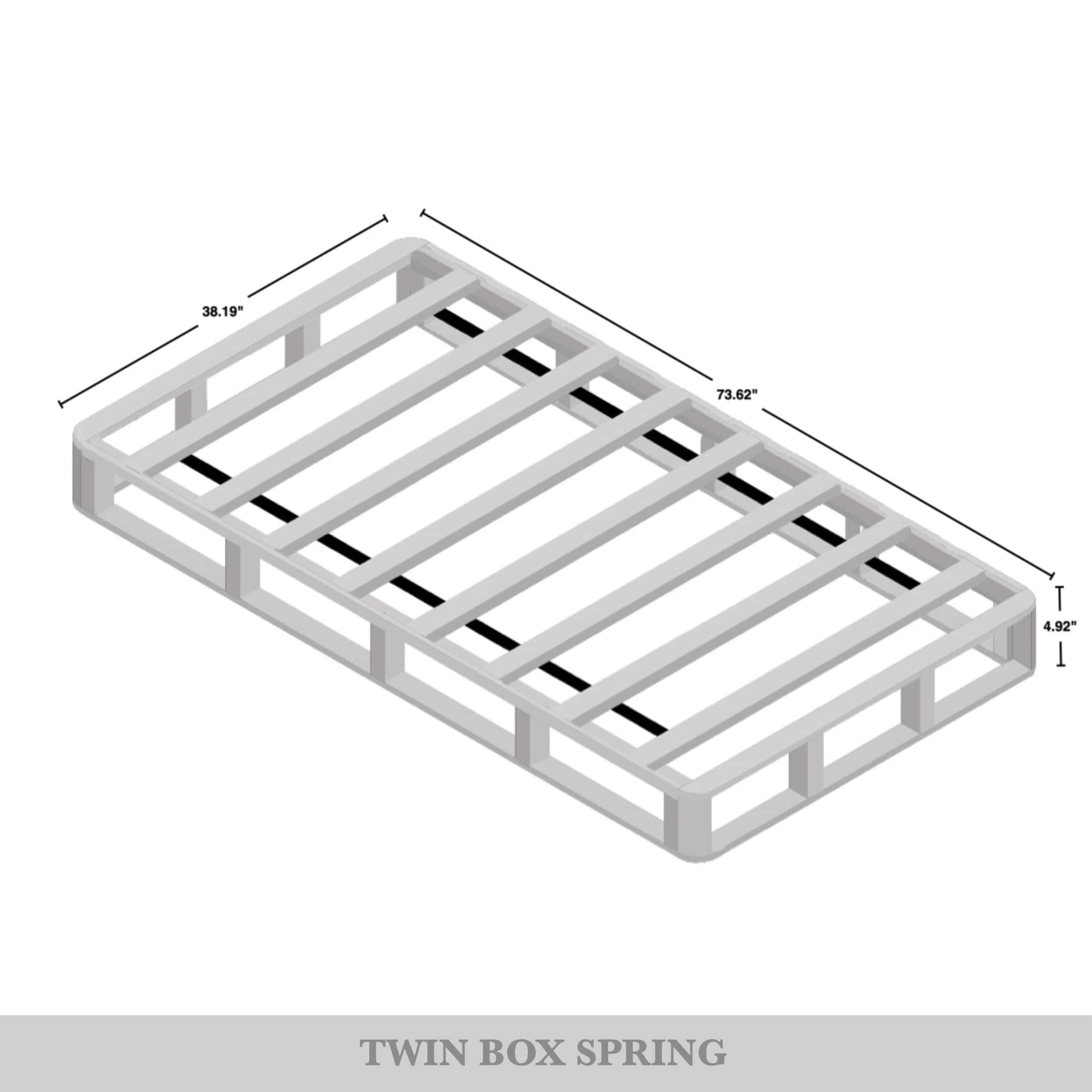 Castle Place 5" Twin Size Wooden Box Spring in Black Linen