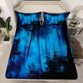 thumbnail image 2 of Feelyou Black Blue Pine Tree Twin Sheet Sets, Jungle Plant Botanical Twin Fitted Sheet, Nature Scenery Print Flat Sheet, Lightweight Room Decor, 3 Pieces, 2 of 7