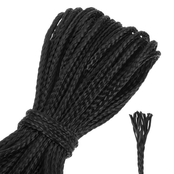 Uxcell 30Ft Braided Paracord Line, 550lb 2mm Diameter Multipurpose Utility Cord Rope Wind Chime String Kite Line Flame Resistant for Camping, Hot Air Balloon, Outdoor Survival, Black