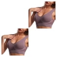 thumbnail image 3 of Sonducket Sujetador deportivo para mujer, entrenamiento inalámbrico, correr, trotar, dormir, chaleco acolchado sin costuras, verano, ropa Gris 2Conjunto, 3 of 6